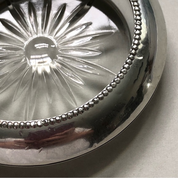 Vintage Frank M. Whiting Small Sterling Silver Crystal Coaster - Picture 5 of 13